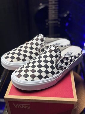 Vans Checkerboard Slip-On Mule - Black & White